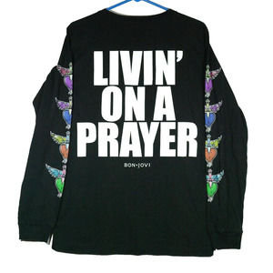 Bon Jovi Livin' On A Prayer Black Adult Long Sleeve Tee Shirt T-Shirt Sz. Med